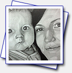 Drawing of my colleagues daughter and his wife; Format A3, pencils Faber-Castell: 4B, 2B; pencils Koh-i-noor: 5H, 3H, 2H, B