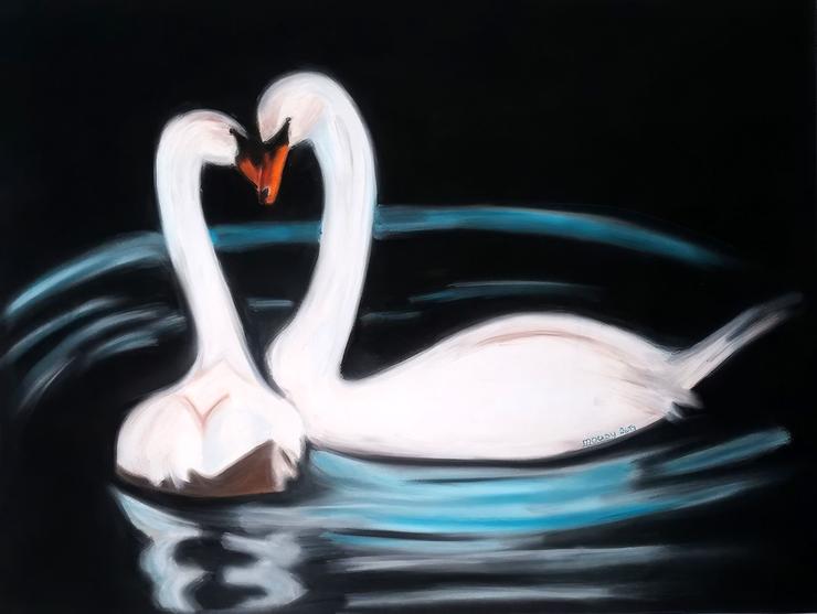 Swans, dry pastels, A3, 2013